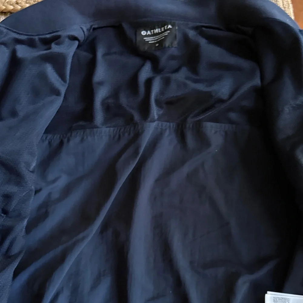 Athleta Navy Script Logo Zip-Up Jacket - Picture 4 of 5